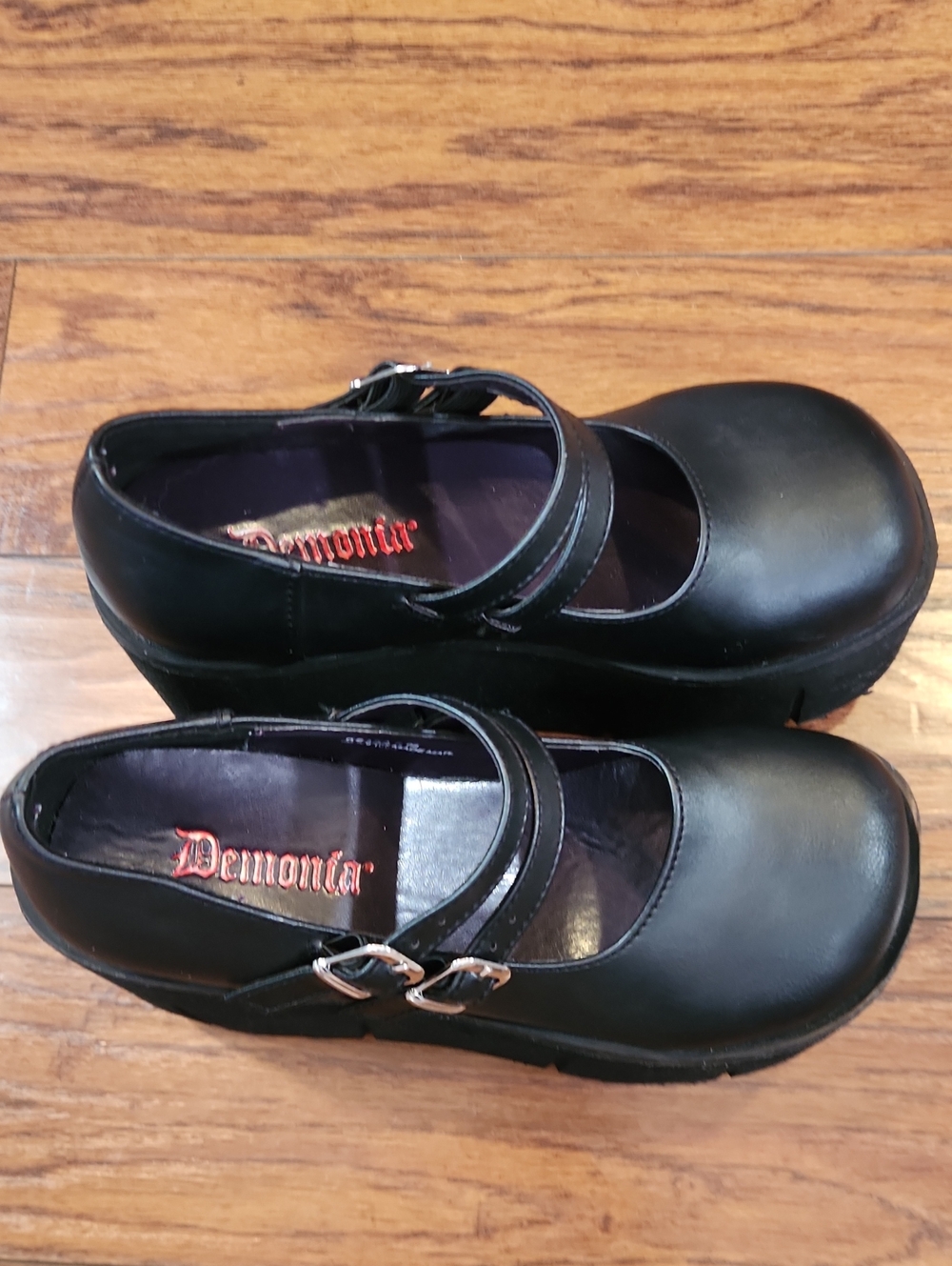 Demonia Kera 08 Black Platform Double Buckle Mary Janes - Picture 2 of 7